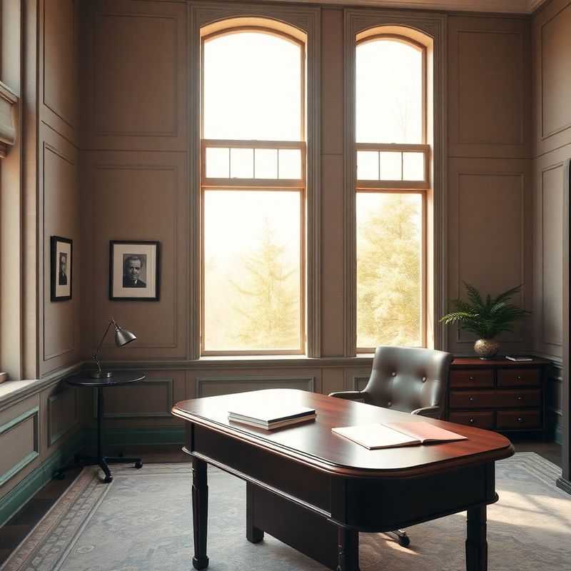 Refined financial advisory office interior in stone-grey and mint tones